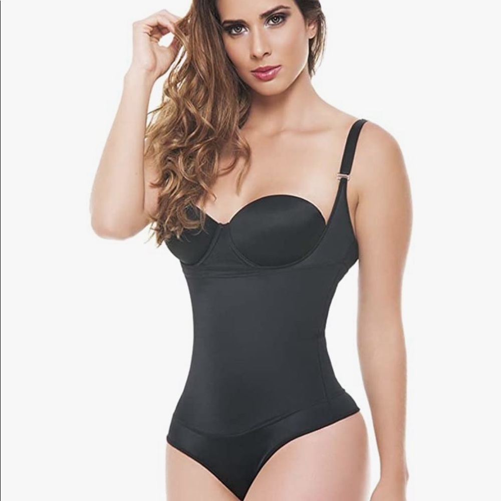 Black Braless Thong Shapewear Waist Trainer  Faja